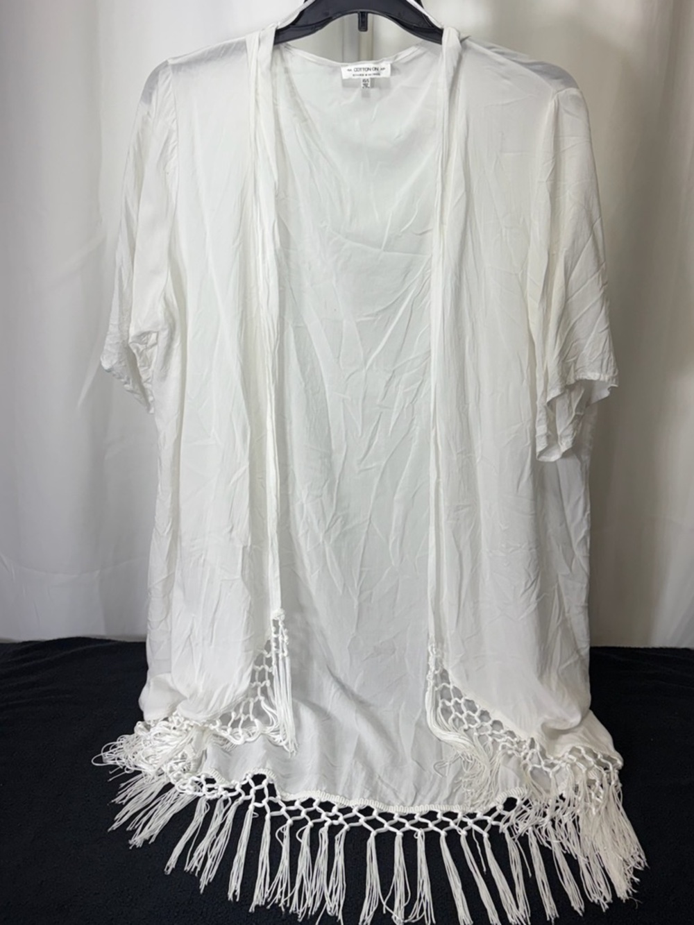 Cotton On White Fringe Open-Front Kimono 2621